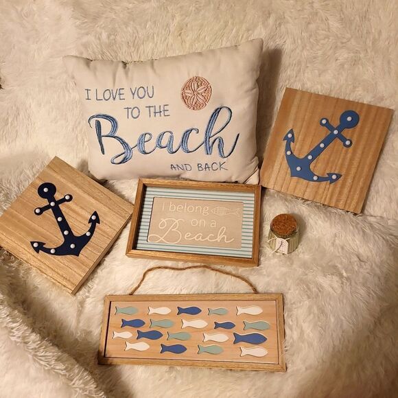 Bundle of brand new light up signs and 2 pictures and a candle, and a pillow - Picture 1 of 16
